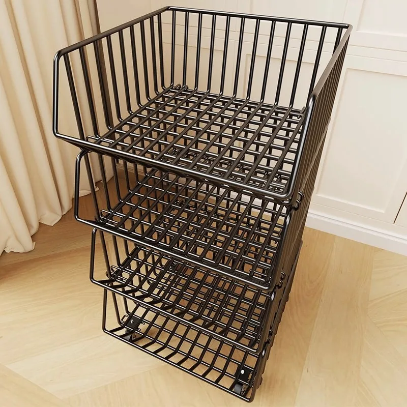 Multi Tier Mobile Storage Cart Kitchen Floor Standing Basket Vegetables Fruits Home Organization Rolling Storage Cart Furniture