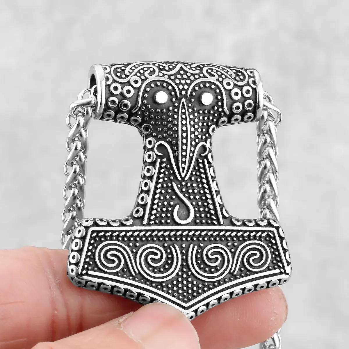 316L Stainless Steel Viking Thor Hammer Pendant Necklace Men Norse Viking Celtic Odin Raven Necklace Amulet Jewelry Wholesale