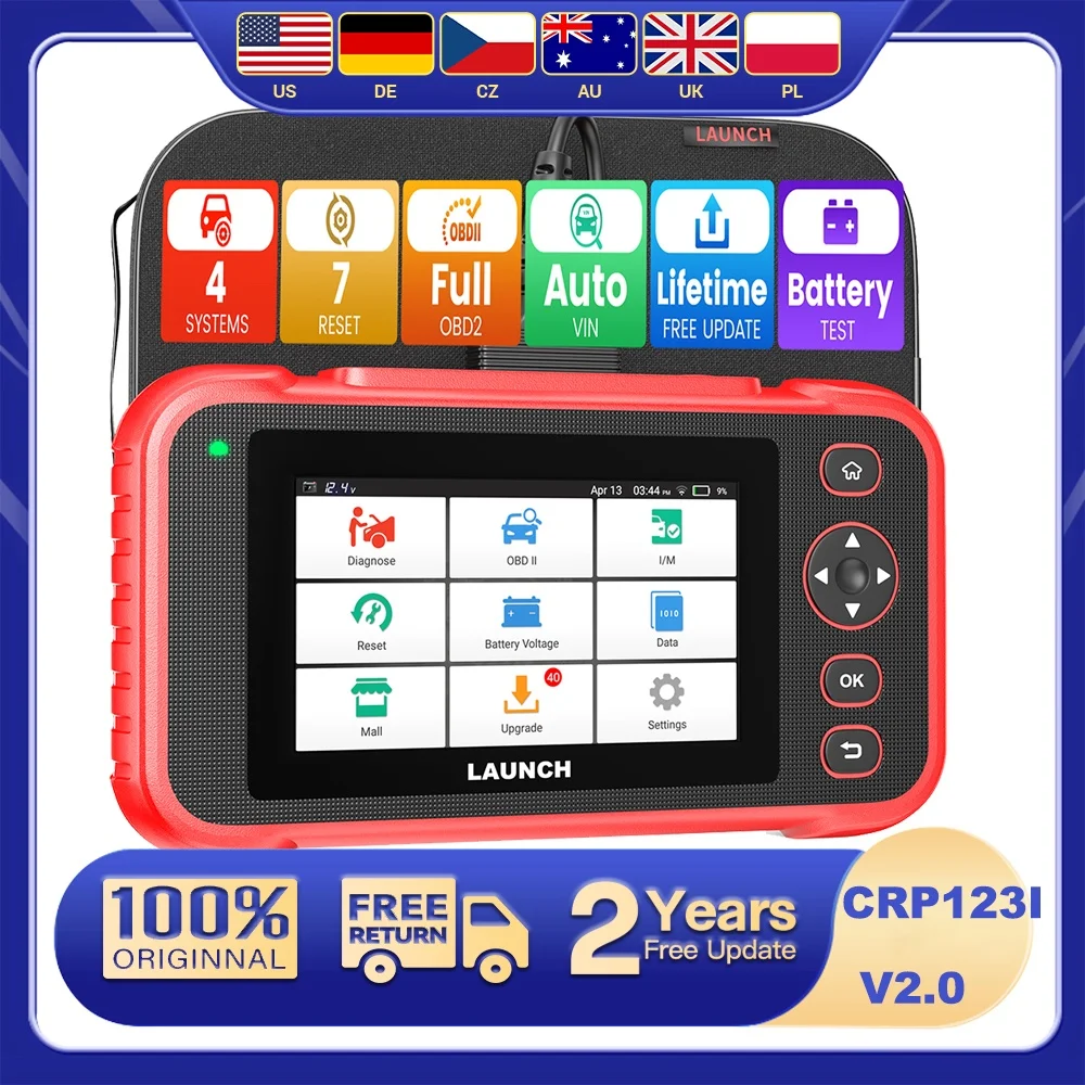

OBD2 Scanner 4 Systems Car Diagnostic Tool LAUNCH CRP123I V2.0 with ABS Bleeding SAS Throttle Oil D.P.F EPB Reset Battery FCA
