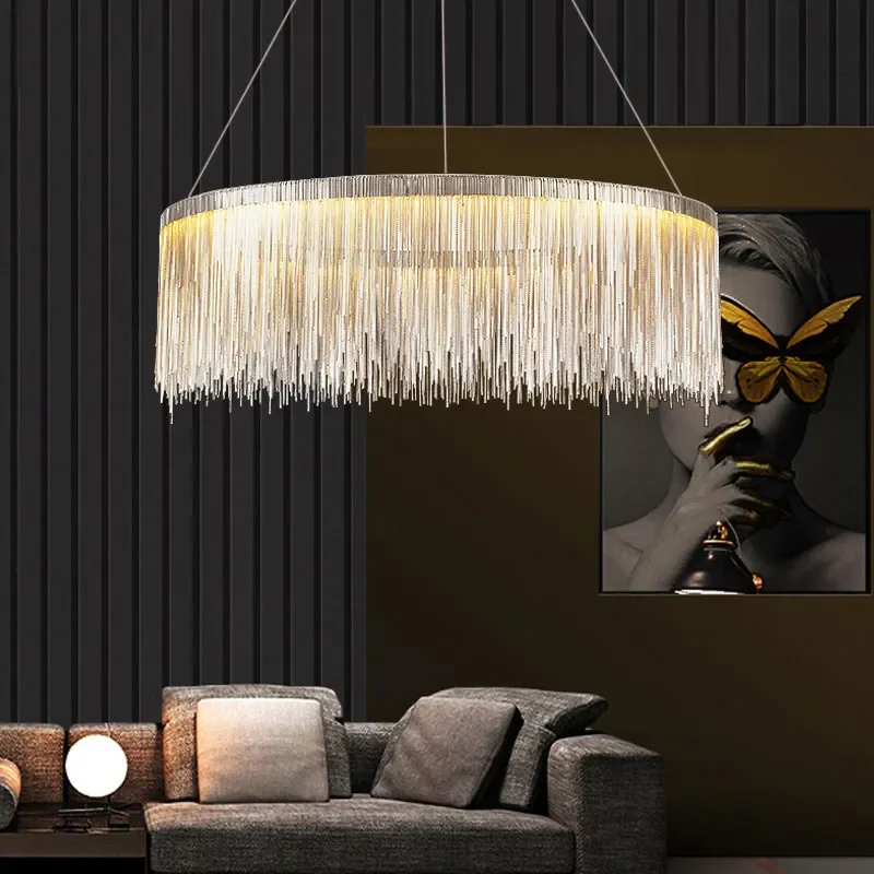 Post Modern Minimalist Chandelier Tassel Pendant Light for Living Room Dining Room Bedroom Nordic Art Decor Customizable