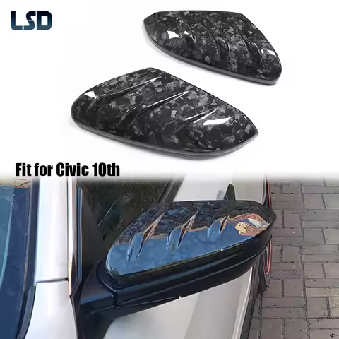 Forged Mugen look Type R For Honda 2016-20 Civic 10th Gen Dry Carbon Fiber Side Mirror Cover Rearview Caps Replacemt