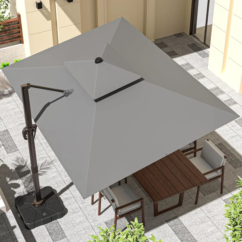 

9' X 12' Cantilever Outdoor Patio Umbrellas with Base Included, Large Rectangle Umbrella Heavy Duty 360°Rotation Offset Umbrella