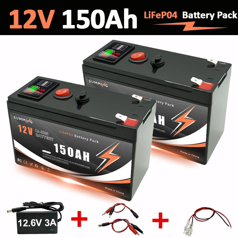 

12 В 18650 Батарея 150 Ач Литиевая батарея LiFeP04 с BMS 4000 + циклы Идеально подходит для солнечного эхолота с электроприводом на колесах Лодка для дома на колесах