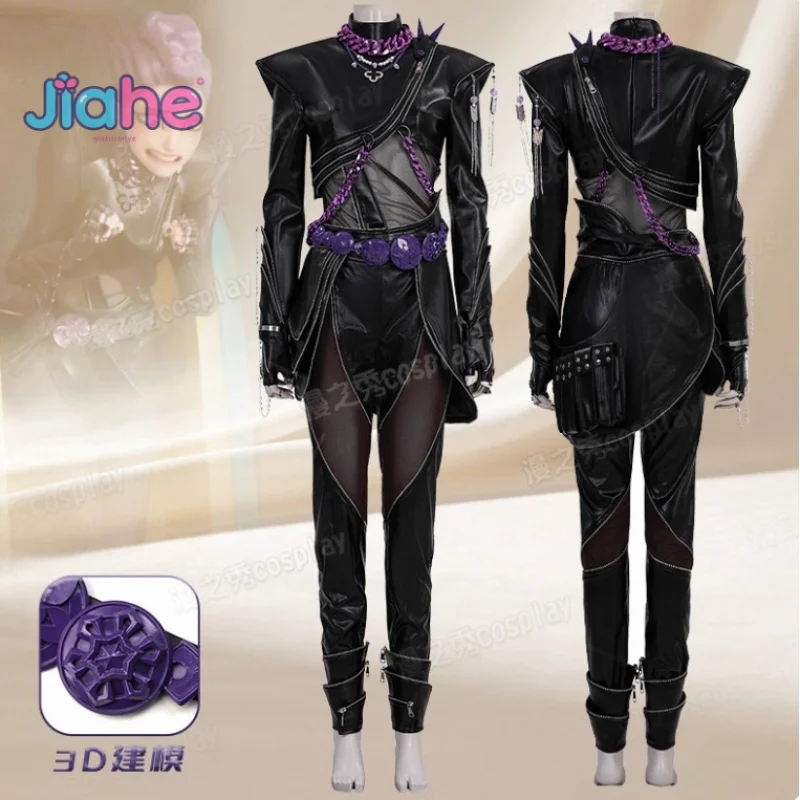 KPop Demon Hunters Rumi Mira Zoey Costume Cosplay Giacca in pelle pantaloni guanti cintura set di accessori Halloween nuova donna uniforme