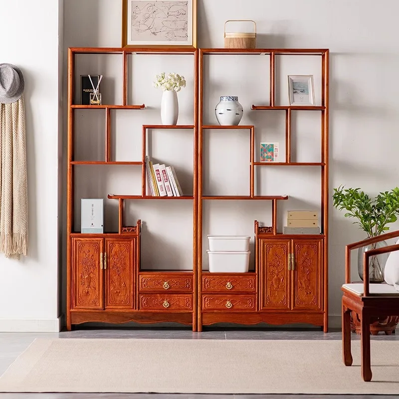 Chinese solid wood Duobao Pavilion red sandalwood display stand mahogany antique frame partition rack