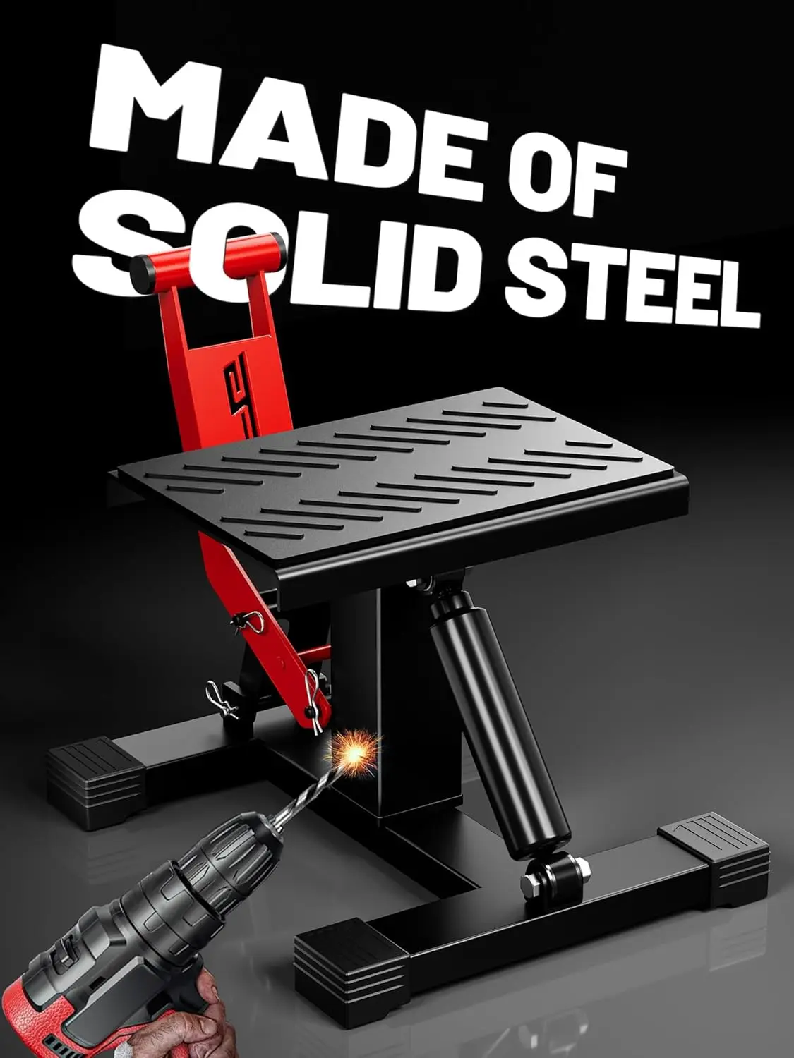 حامل رفع للدراجات النارية عالي التحمل، سعة 1000 رطل، ارتفاع قابل للتعديل لإصلاح وصيانة الدراجة الترابية