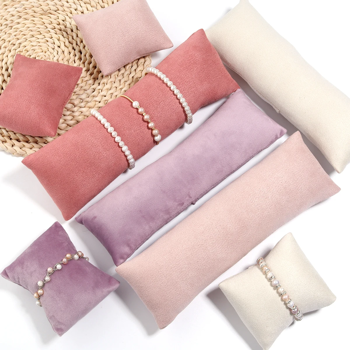2pcs/lot Velvet Jewelry Pillow Stand Watch Bracelet Bangle Cushion Holder For Jewelry Photography Display Organizer Pillow