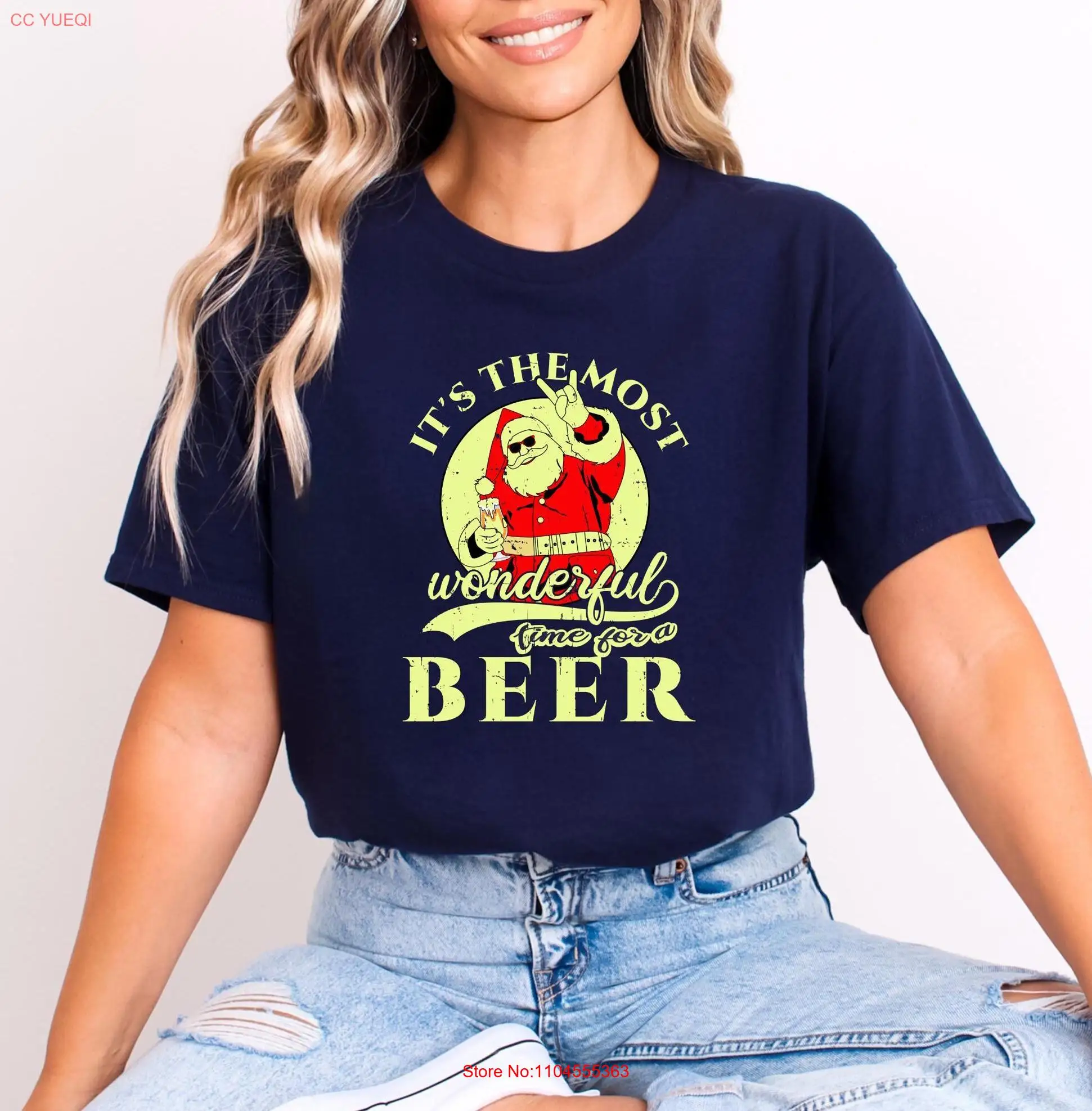 

Рождественская футболка Time for a Beer Women Her Merry Mom Him с длинными или короткими рукавами
