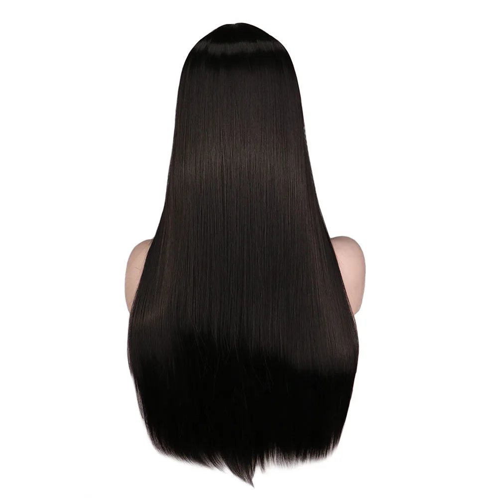 SuQ Women\'s   Long Straight Wig Hair With Bangs Synthetic Natural Black Cosplay Party Long Heat Resistant Daily Wigs For Women