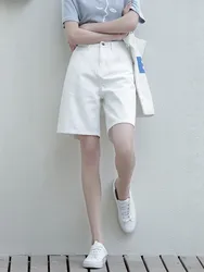 GUUZYUVIZ High Waist Jean Shorts Women Summer Cotton Casual Vintage