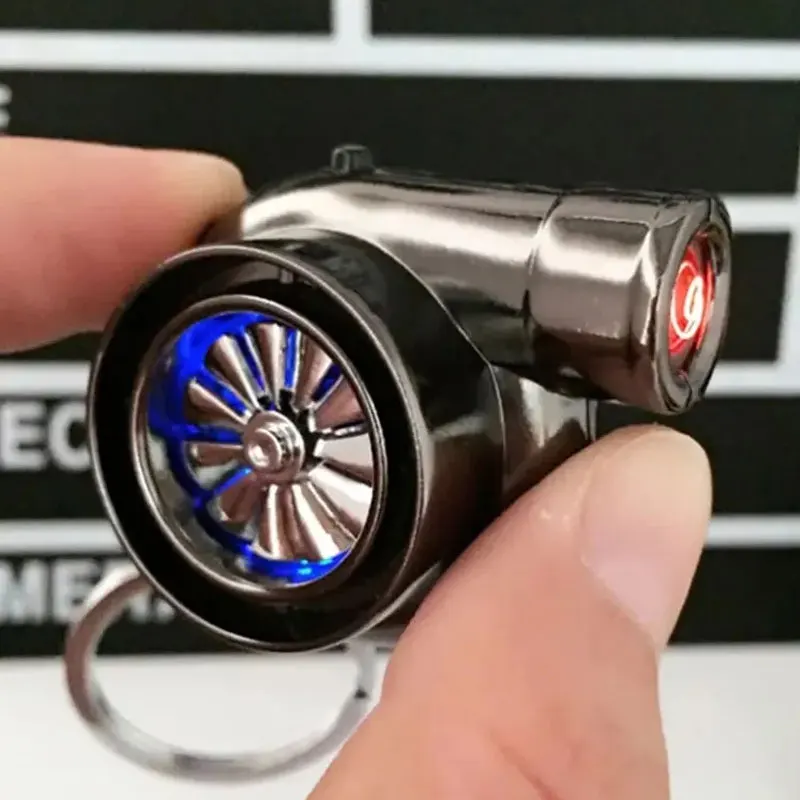 

Mini Turbo Turbocharger Electric Lighter Keychain Spinning Turbine Lighter USB Charging Creative Windproof Cigarette Lighters