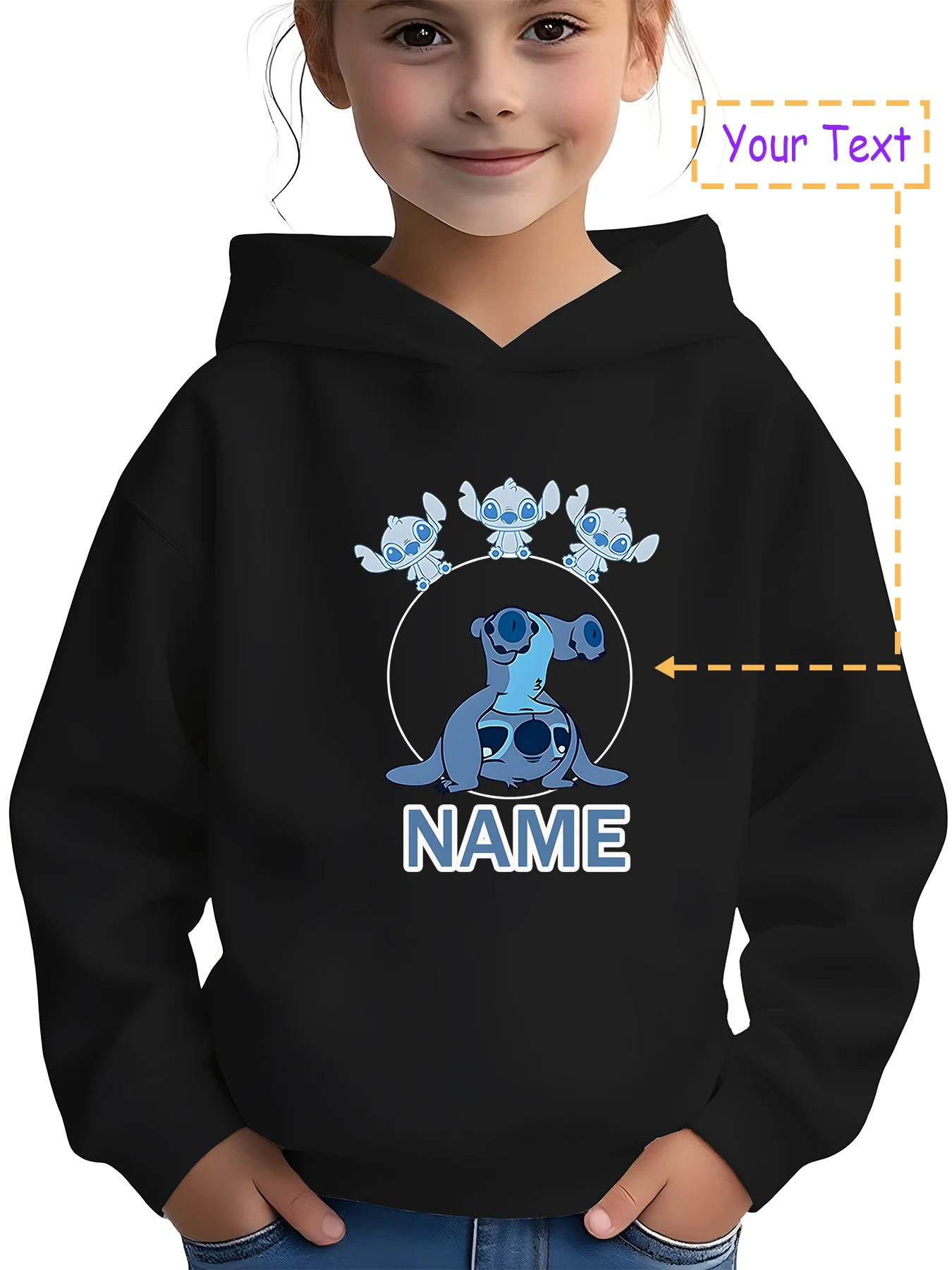 

MINISO Stitch Family Hoodie - A collection of Stitch's various forms, perfect for school and street style for animation fans. Fu