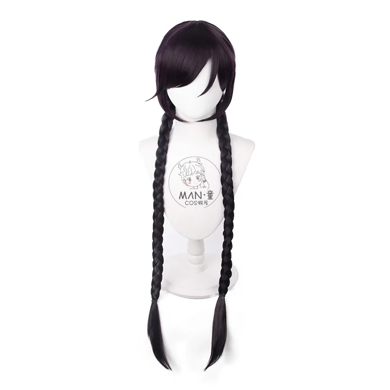 Danganronpa Fuyuhiko Kuzuryu Cosplay perruque violet noir double queues 1 mètre Stock Halloween cadeau