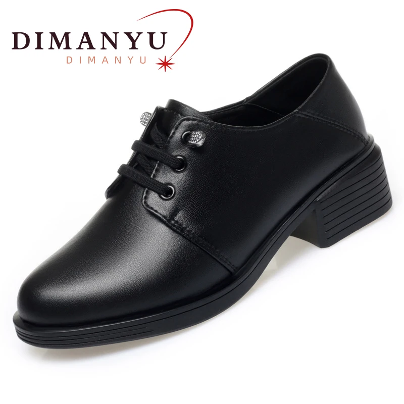 DIMANYU Women's Shoes Genuine Leather 2024 Spring New British Style Lace-up Female Shoes Large Size Women's Office Shoes