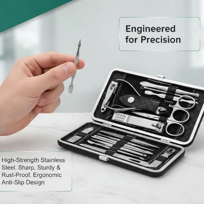 Stainless Steel Manicure Pedicure Tool Kit Multi Sizes Nail Clipper Ear Pick Cuticle Spoon Nail Care Complete Set