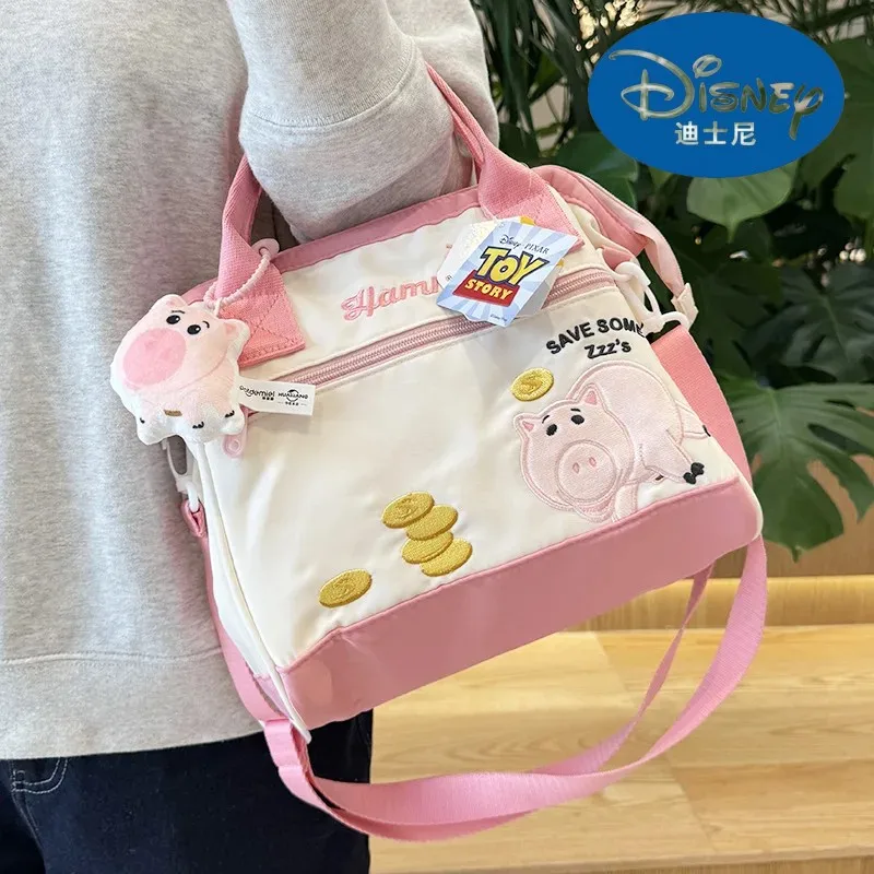 Genuine Disney Meilin Hamm Rex Cartoon Fashion Portable Canvas Shoulder Bag Kawaii Anime Girls Large-capacity Handbag Gifts