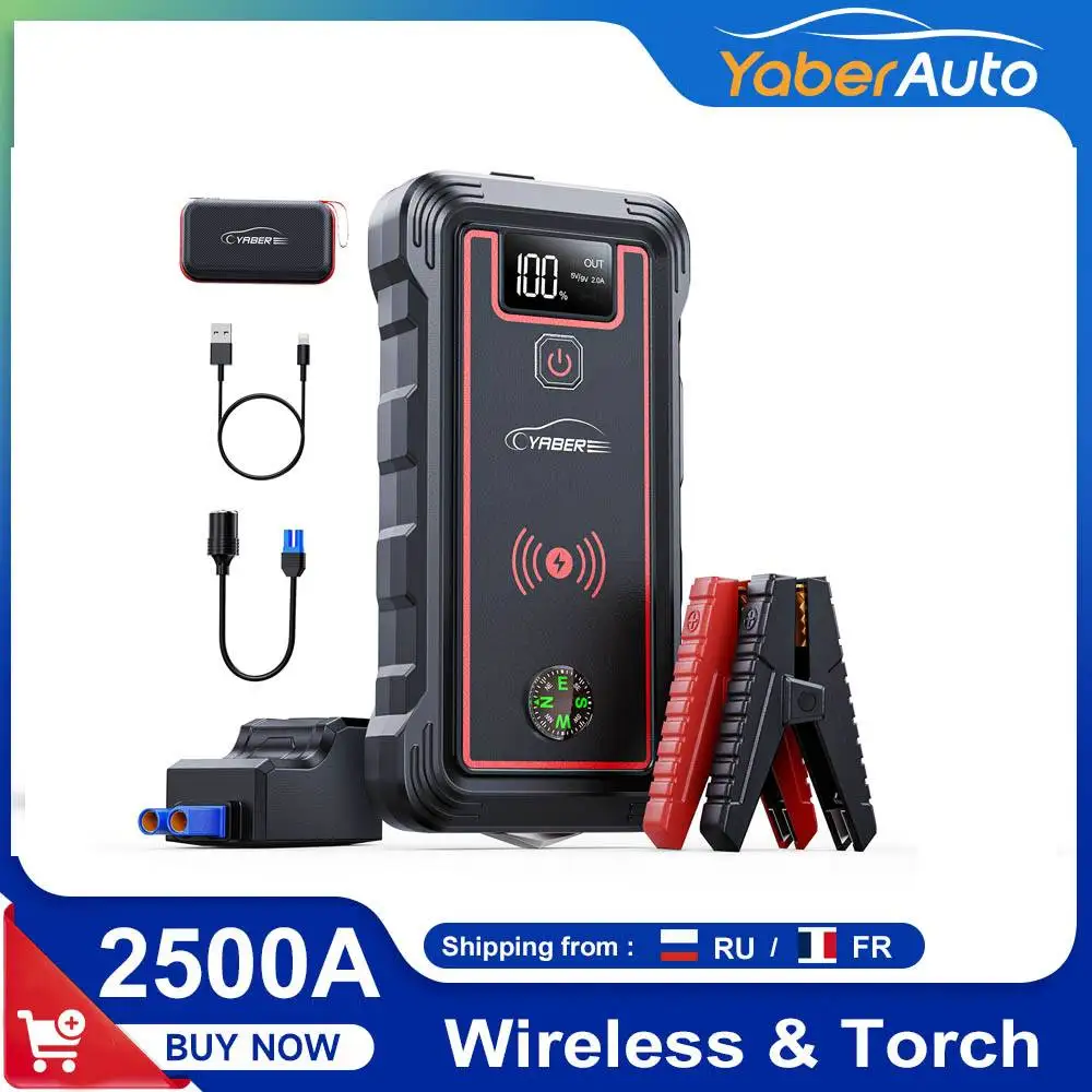 Yaber Power Bank 23800mAh 2500A Jump Starter 12V Portable Power Station Emergency Battery Charger for Cars Auto Booster Starters