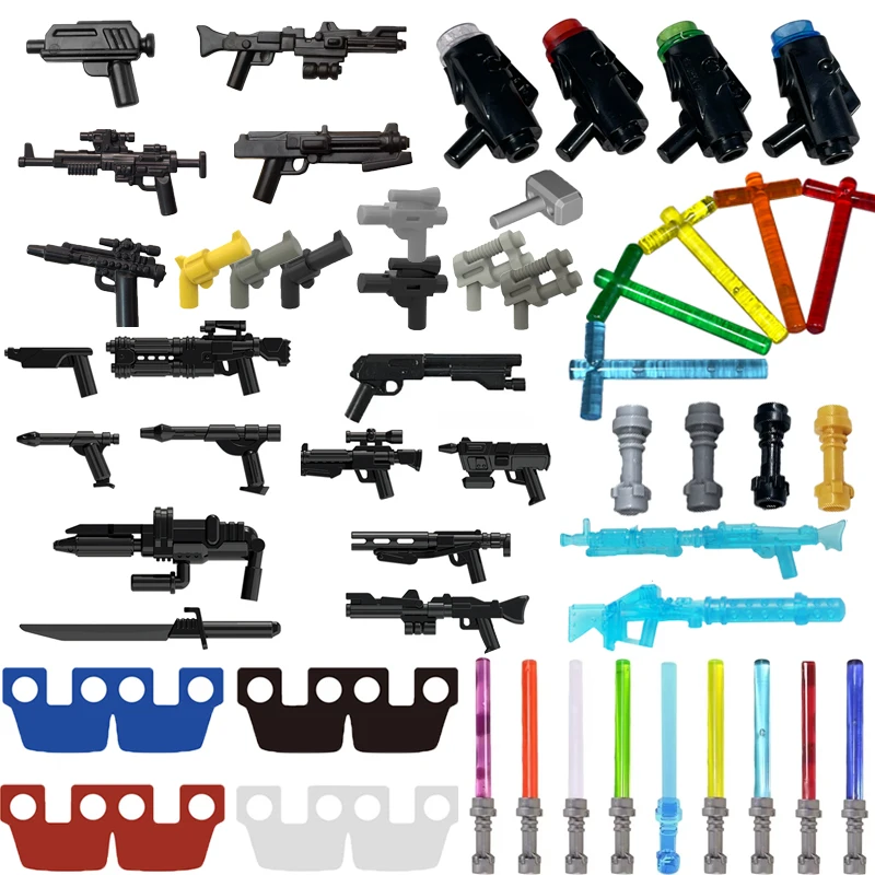 Militär Waffen Zubehör Bausteine Science Fiction Film Charakter Figur Pistole Umhang Transparent Lichtschwert Ziegel Spielzeug