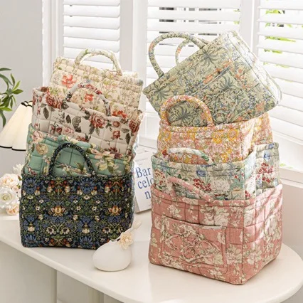 Sweet Girls Flower Pattern Large Capacity Tote Bag Quality Fabric Women's Casual Handbag Female Daily Storage Shopper Bag Purse