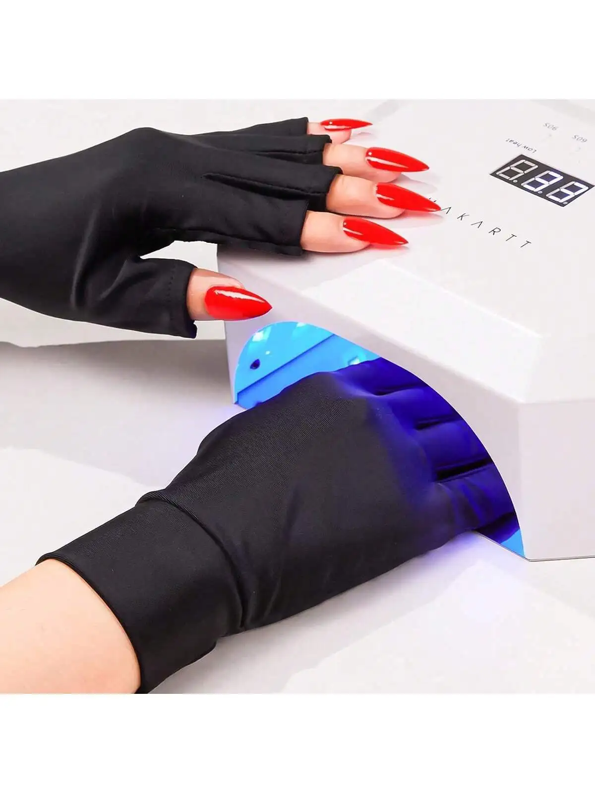 Sarung Tangan Tanpa Jari Anti-UV untuk Lampu Kuku Gel - 2 Pasang, Perlindungan Manikur, Melindungi Tangan dari Sinar UV