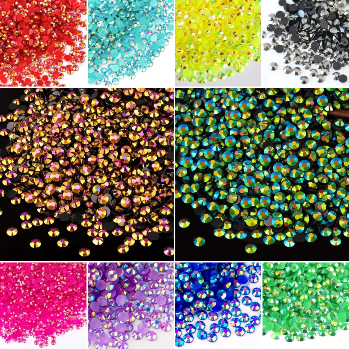 6000 Stück 2/3/4/5mm Flache Jelly-Harz-Strasssteine für DIY-Bastelarbeiten, Nagelkunst, Gesichts-Make-up, Nicht-Hotfix Bling-Kristalle, Edelsteine, Nagelcharms – Detail 6