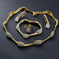 Zeadear luxury Jewelry Sets For Women Necklace Geometric Engagement Gift Long Charm Chain Gold Plated Necklace Earrings Set