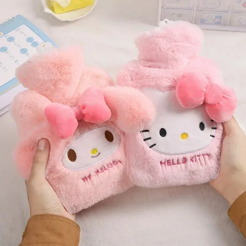 Sanrio Plush Hand Warmer Heat Pack Cute Cartoon Hello Kitty Kuromi Cinnamoroll Melody Reusable Heating Hot Water Bottle Bag Gift