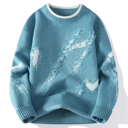 Men's Fashion stripe pattern Sweaters 2025 Autumn/Winter Loose Knittwear Men sweater youth Thick Warm wool pullovers M-4XL ﻿