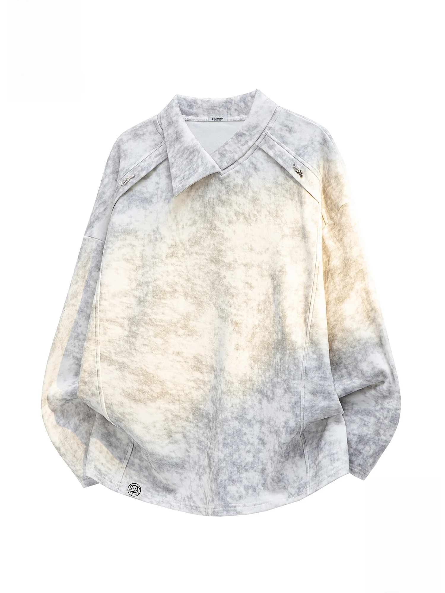 

Мужская толстовка Paul Frank с длинным рукавом и эффектом тай-дай, весенняя, повседневная, свободного кроя, с воротником, удобная, из полиэстера, молодежная, модная