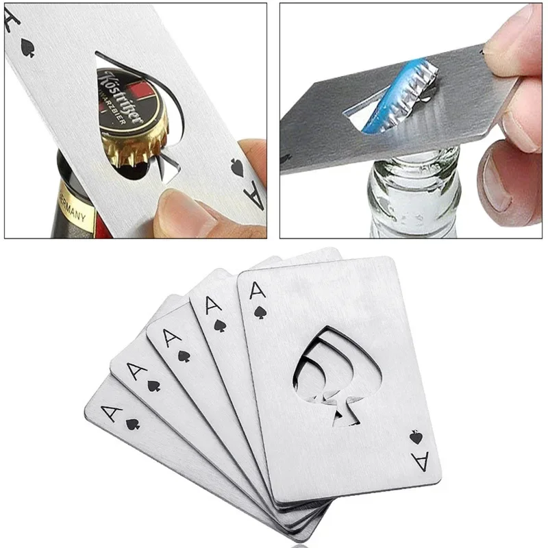10PCS Stainless Steel Ace of Spades Bottle Opener Creative Tool Multi-Purpose Beer Bottle Opener Gadgets Kit Tools Poker Gear