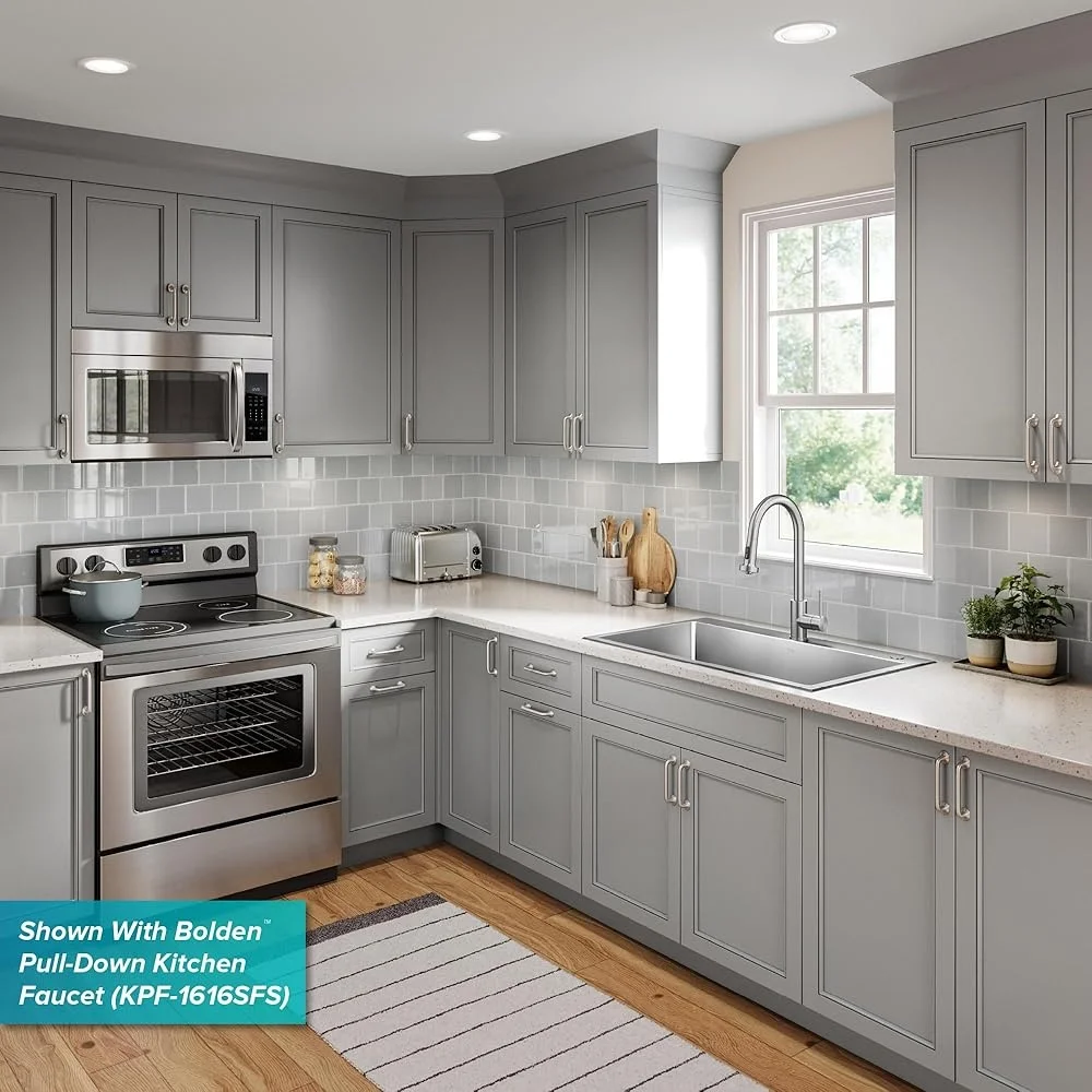 Drop In Stainless Steel Kitchen Sink 33 Inch Single Bowl 18 Gauge Durable Easy Drain Installation Kit Protective Grid Strainer