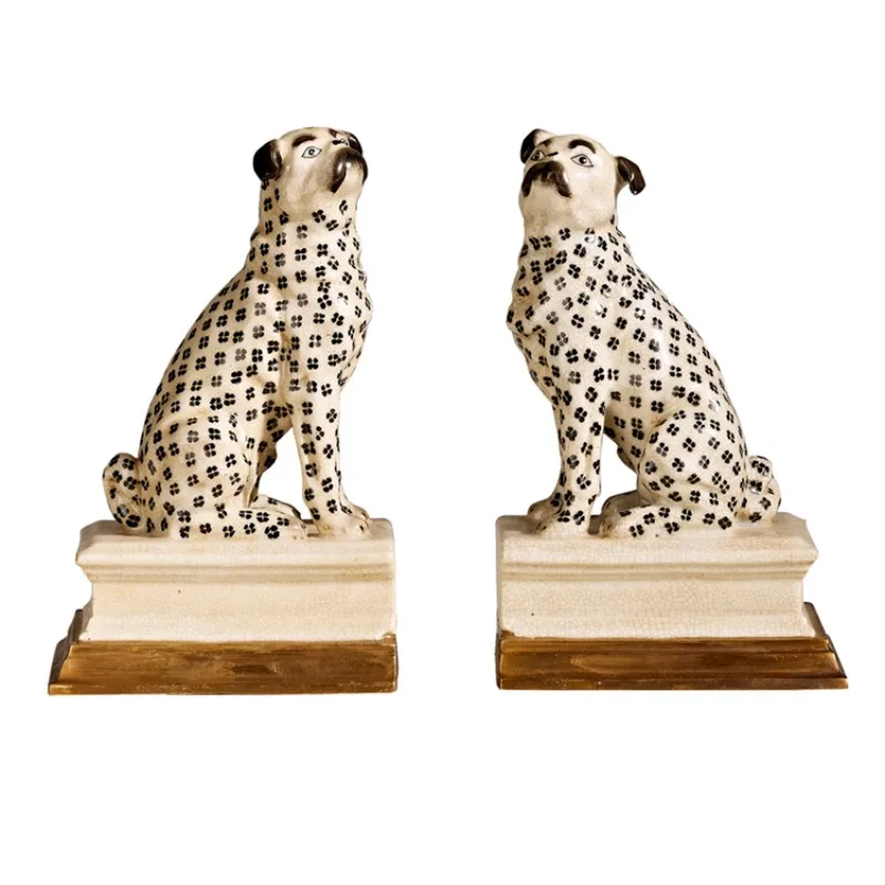 Creative handmade animals, living room ornament foyer, study desk decoration, ceramic spotted dog, tabletop display 698