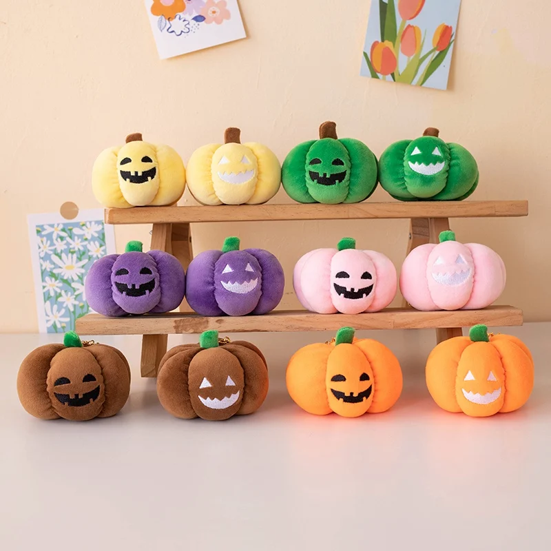 Creative Halloween Pumpkin Noctilucent Pumpkin Plush Toys Keychain Funny Night Light Pumpkin Pendant Dolls Cute Halloween Gift