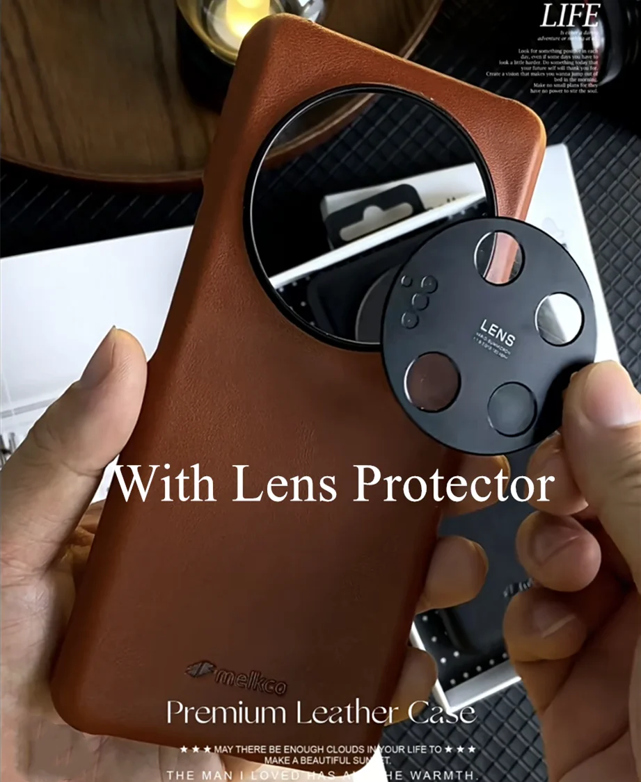 

Melkco Brown Premium Genuine Leather Case for Xiaomi Mi 14 Ultra Mi14 With Camera Lens Protector Retro Oil Wax Cowhide Cover
