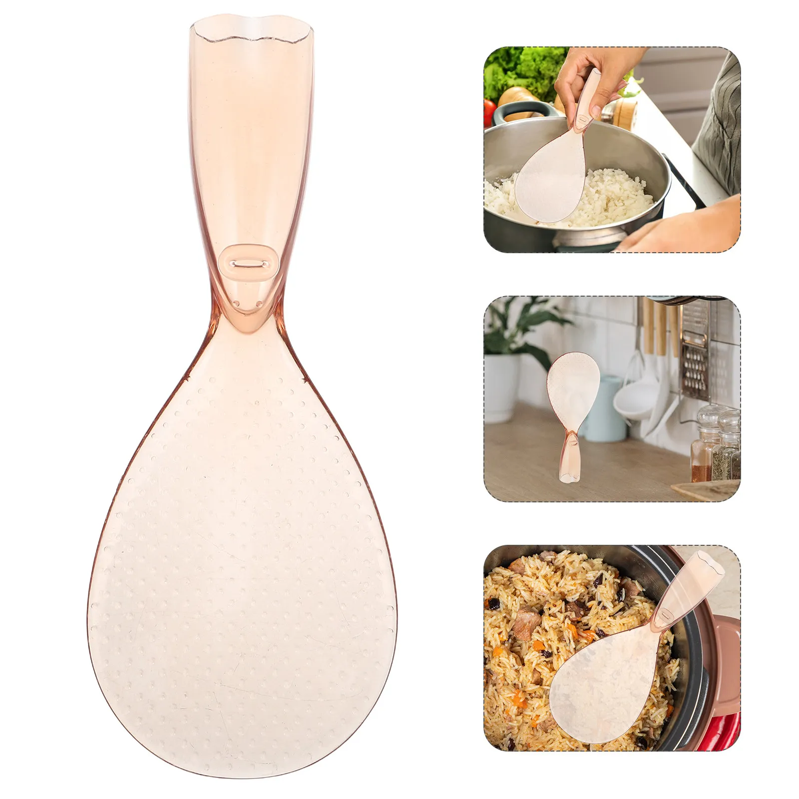 Cuchara para arroz resistente al calor, autoportante, antiadherente, con mango ergonómico, para servir en la cocina