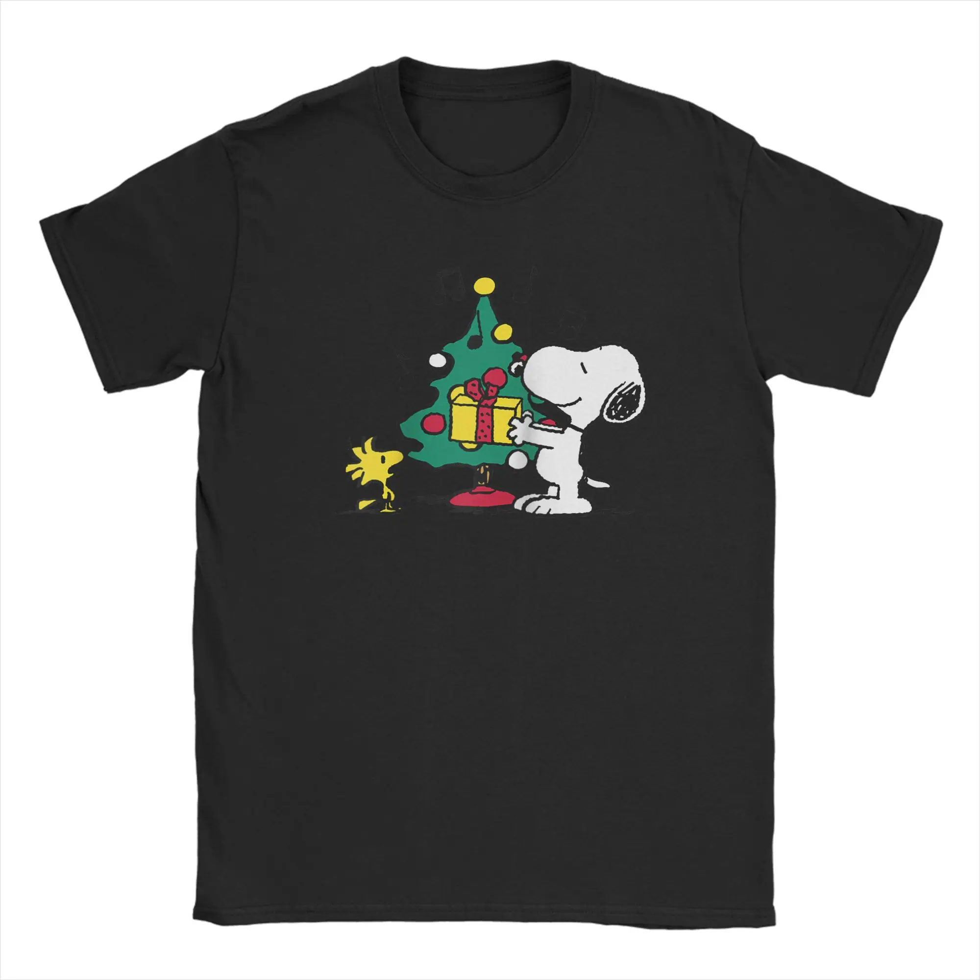 

Snoopy and Woodstock Holiday Christmas Tree T-Shirt for Men Novelty Cotton Tee Shirt Crew Neck Short Sleeve T Shirts 6XL Tops