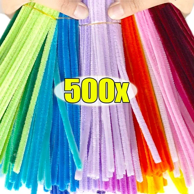 Wholesale Colorful Chenille Stems Pipe Cleaners Plush Tinsel Stem Wired Sticks Twist Stick Hair Strip DIY Craft Educational Toys