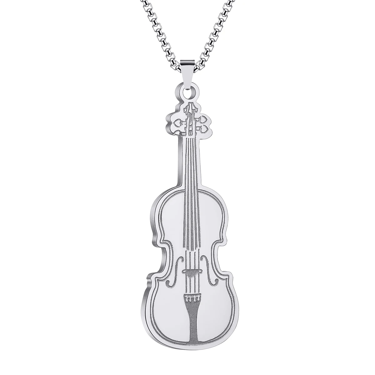 QIMING Violin Ornament Pendant Necklace Women Iconic Stringed Instrument Musician Jewelry Stainless Steel Jewelry