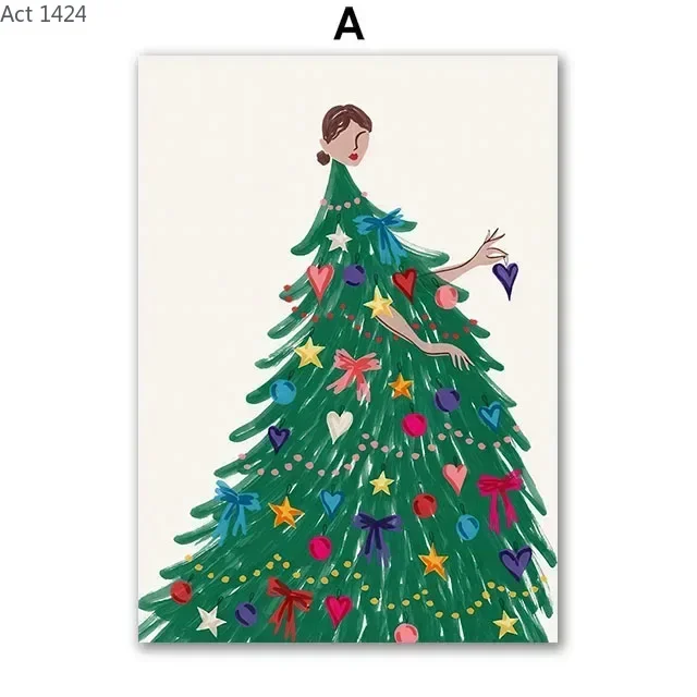 2026 Christmas Tree Girl Santa Claus Car Gift Party Posters Prints Canvas Painting Nordic Wall Art Picture For Living Room Ho