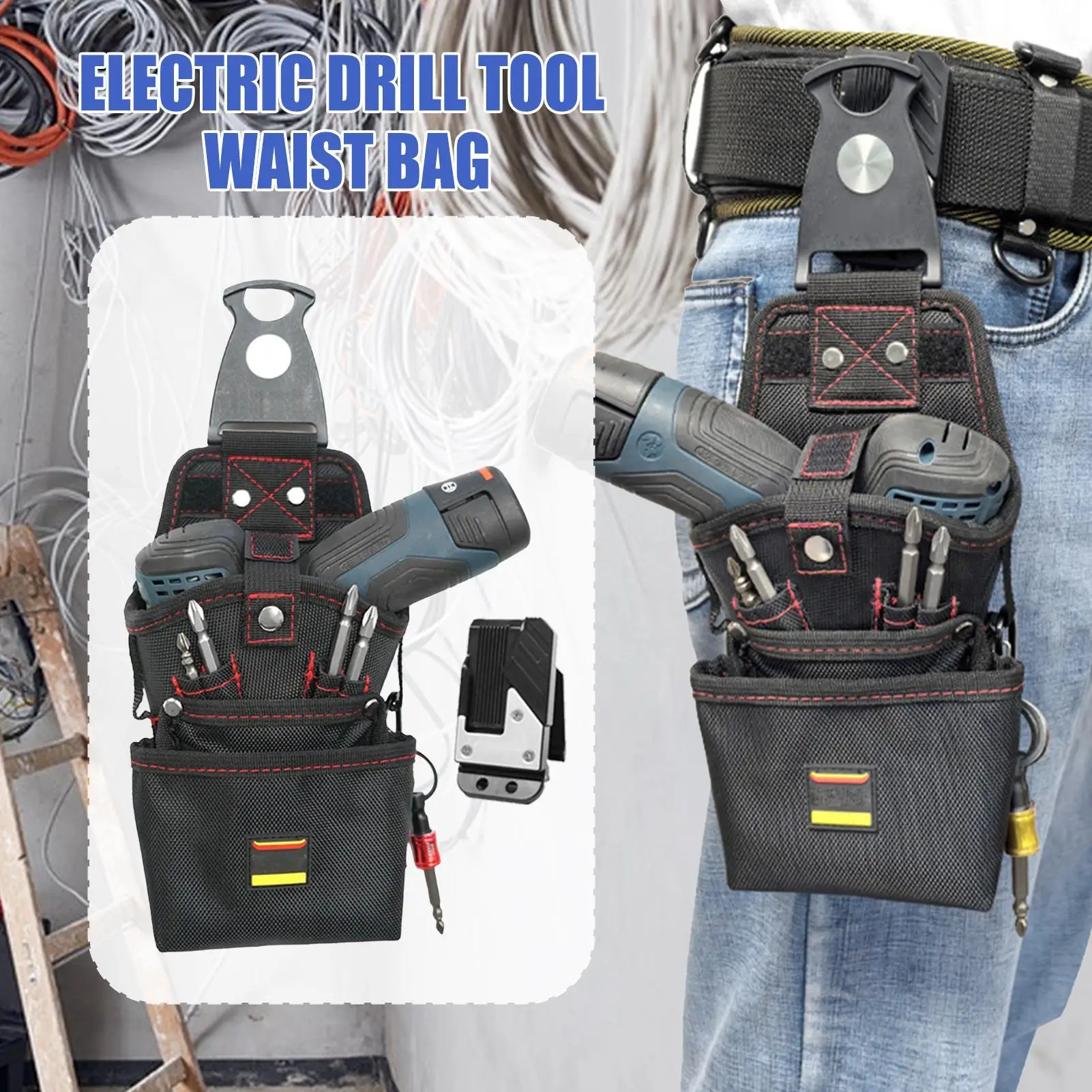 

Waist Tool Bag Magnetic Tool Storage Waist Bag Heavy-Duty Electric Drill Holder Screw Pouch Anti-Scratch Electrician Organizer
