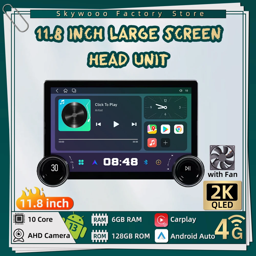 

11.8 Inch Screen 2 Din Android Car Radio Navigation Multimedia Carplay GPS WiFi Head Unit Autoradio Car Stereo