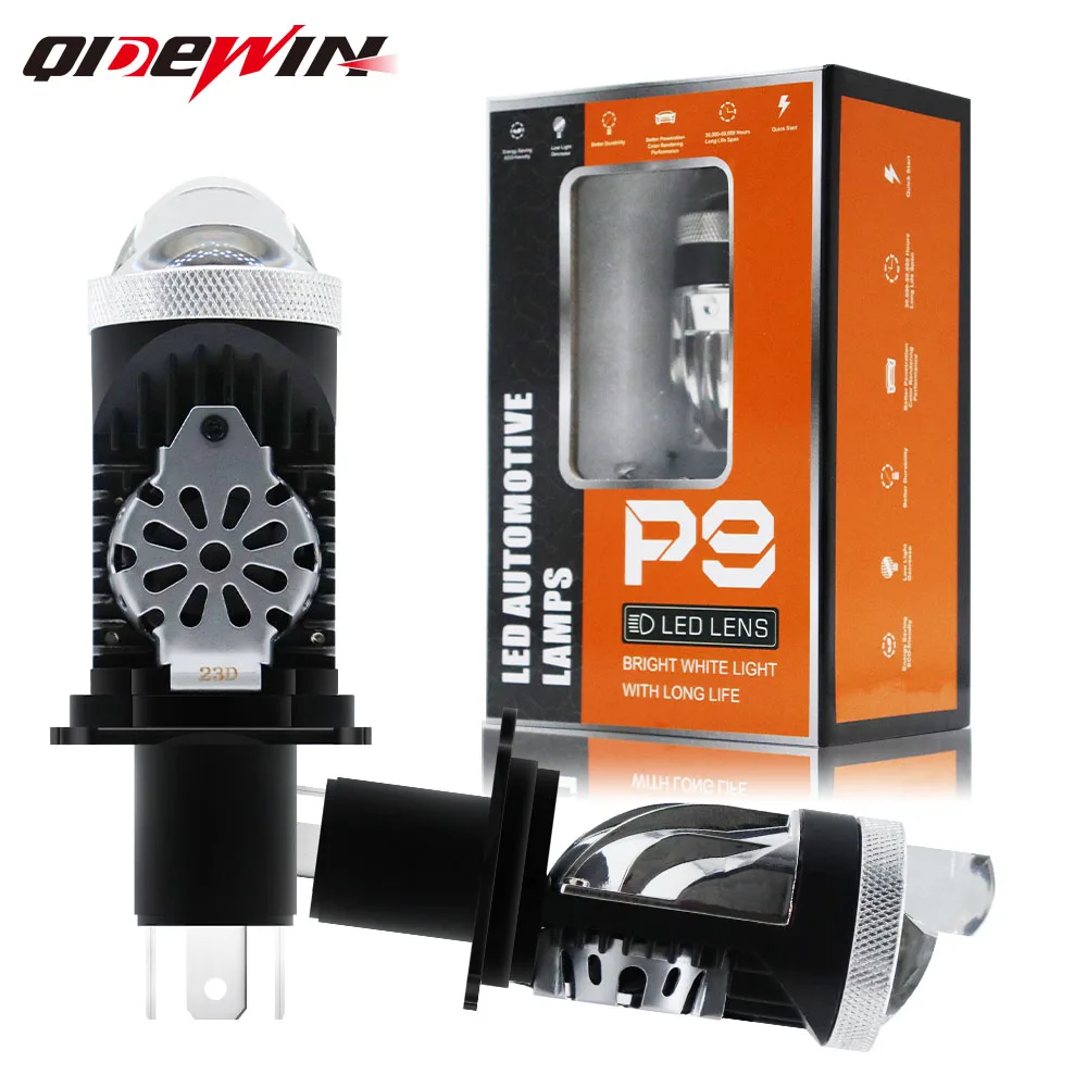 2PCS H4 LED Projector Turbo Fan Car Headlight Mini Lens P9 Bulb Canbus LED Auto Motorcycles HeadLamp High Low Beam Fog Lamp