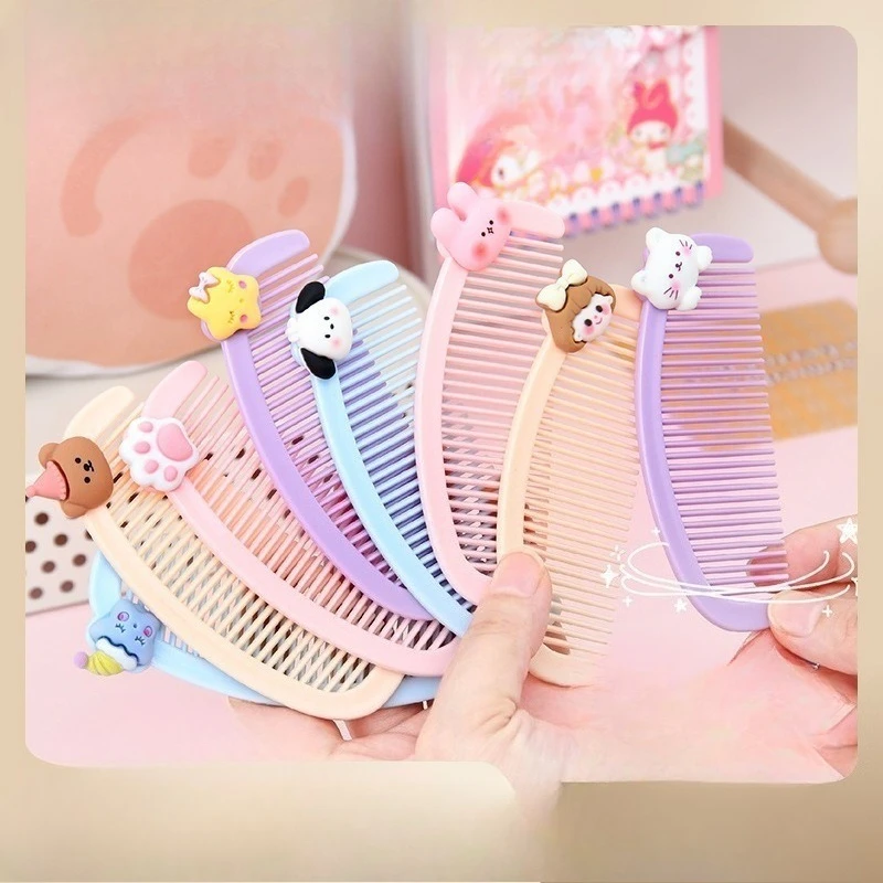 Mini Portable Straight Hair Hair Comb Cute Cartoon Students Bangs Crescent Comb Sweet Girls Portable Pocket for Outdoor Travel