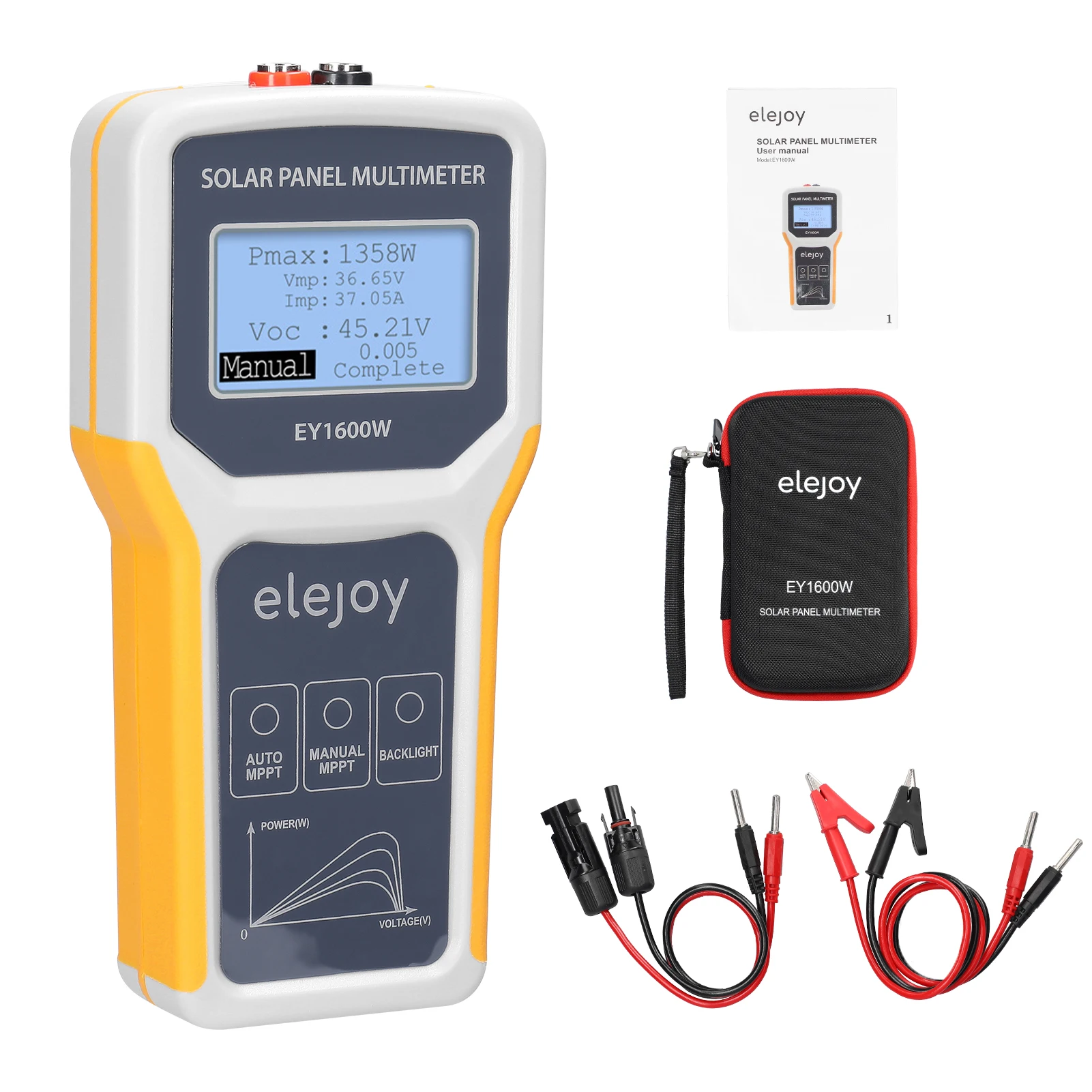 

1600W Photovoltaic Panel Multimeter Solar Panel Tester Open Circuit Voltage Power Point Voltage Current Power Test Meter