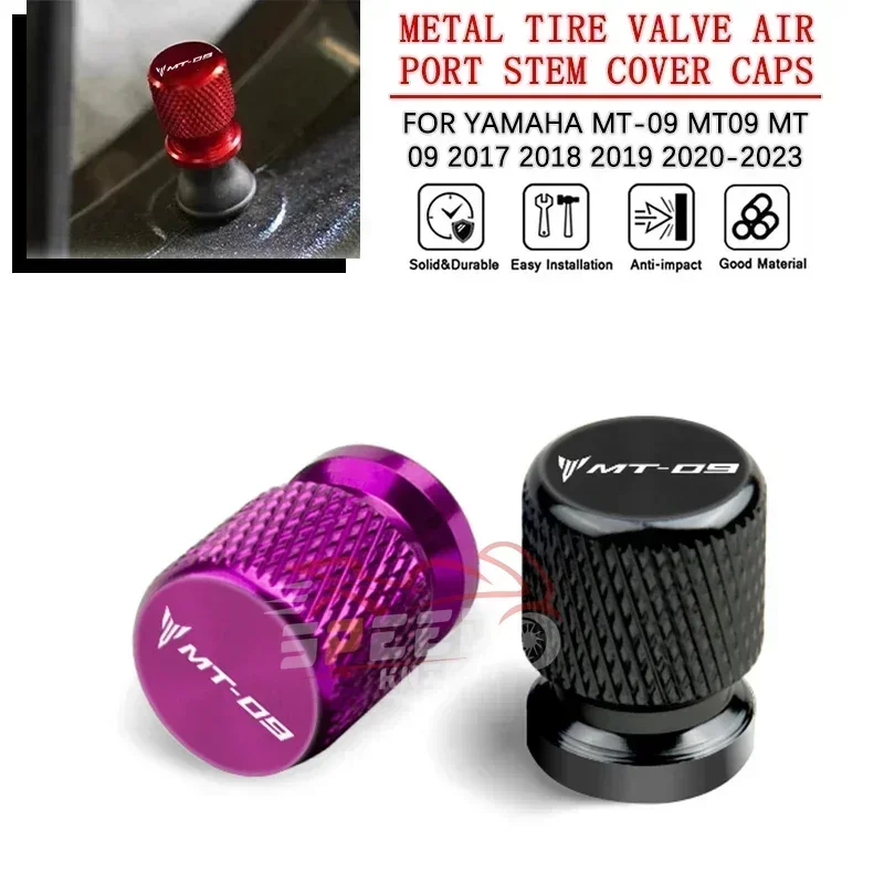 2 Pcs Motorcycle Accessories For YAMAHA MT-09 MT09 Mt 09 2017 2018 2019 2020-2023 Metal Tire Valve Air Port Stem Cover Caps