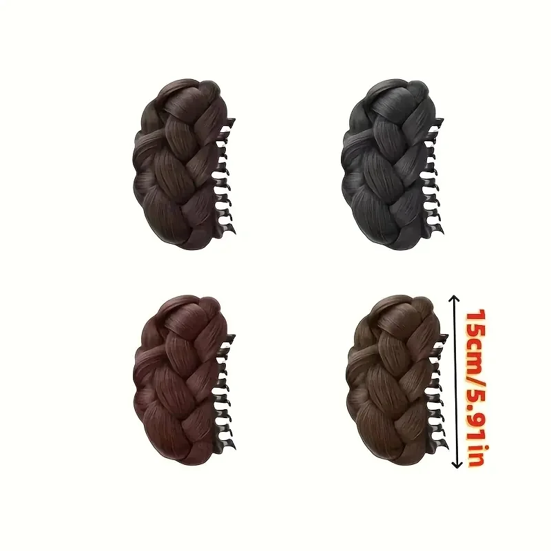 Elegante moño de pelo sintético para mujer, diseño de Clip de garra ovalada, accesorio de moño alto adecuado para uso diario, accesorios para el cabello