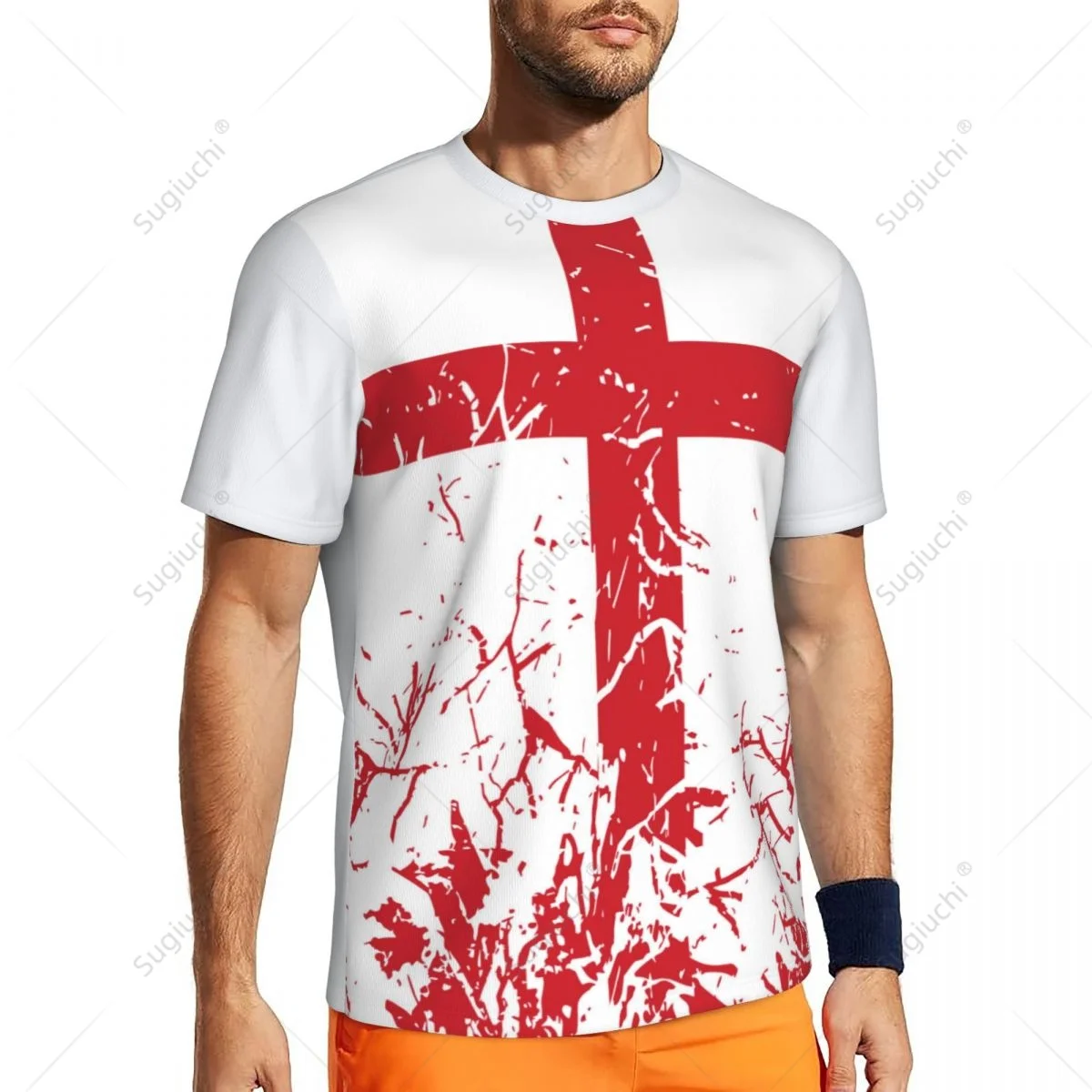 Exclusive design England Flag Grain 3D Printed Men For Running Bike Soccer Tennis Fitness Sports tshirt Mesh Fans Short T-shirt