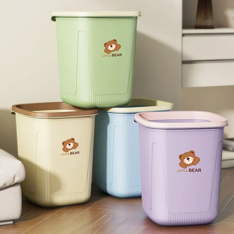 Large Capacity Thickened Square Plastic Trash Can for Household Office Bedroom Toilet Dormitory Creative Waste Bin