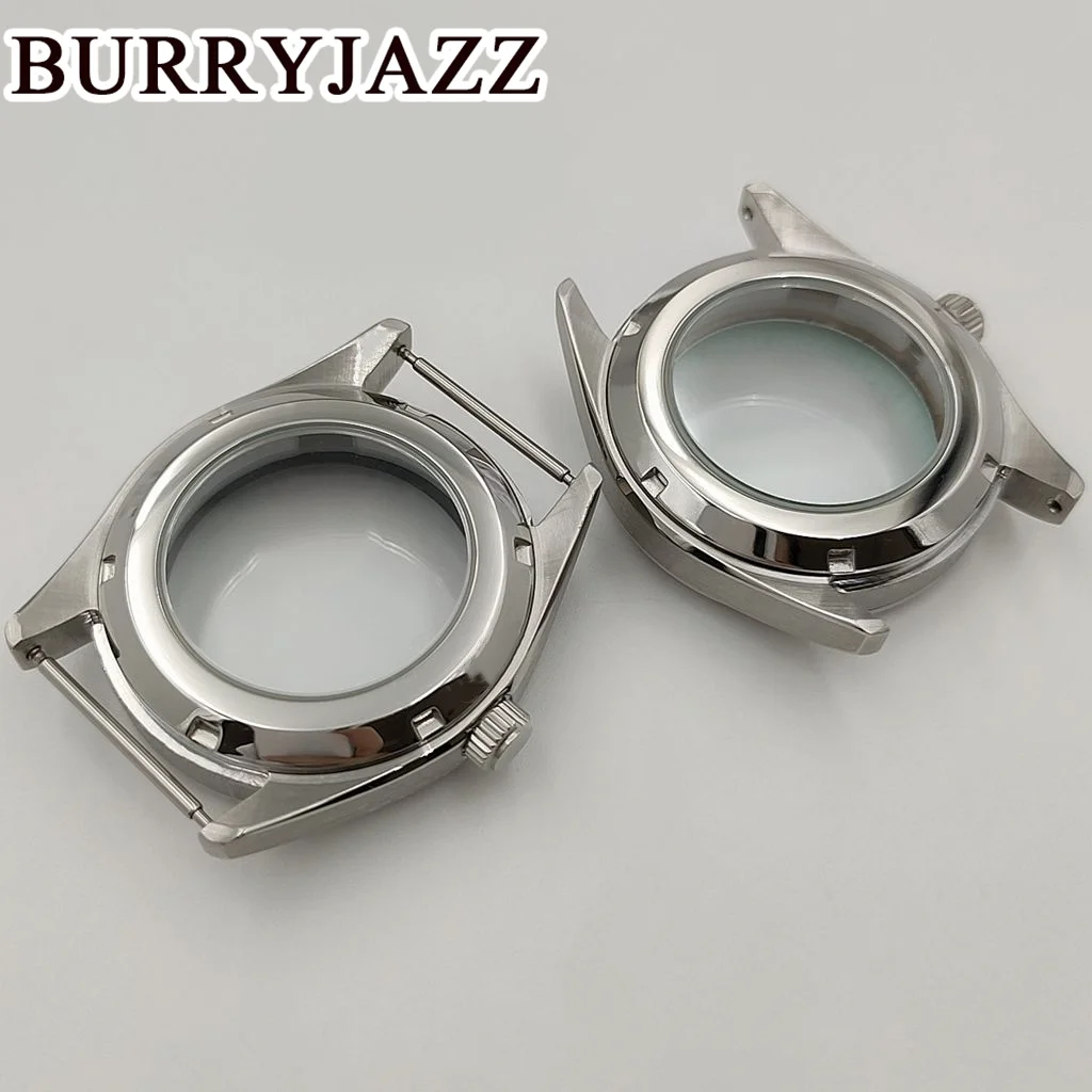 BURRYJAZZ 40mm NH34 NH35 NH36 NH38 NH39 NH70 NH72 Watch Case Silver Stainless Steel Case Waterproof Sapphire Crysta