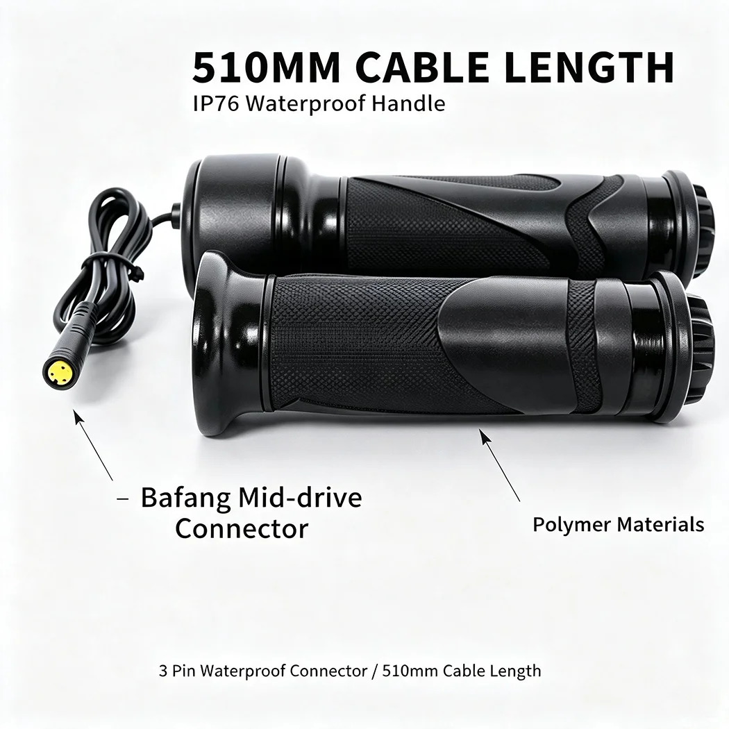 Waterproof E Bike Twist Throttle Grip for Bafang Motor 24V 36V 48V With Connector Universal Speed Control Replacement Part